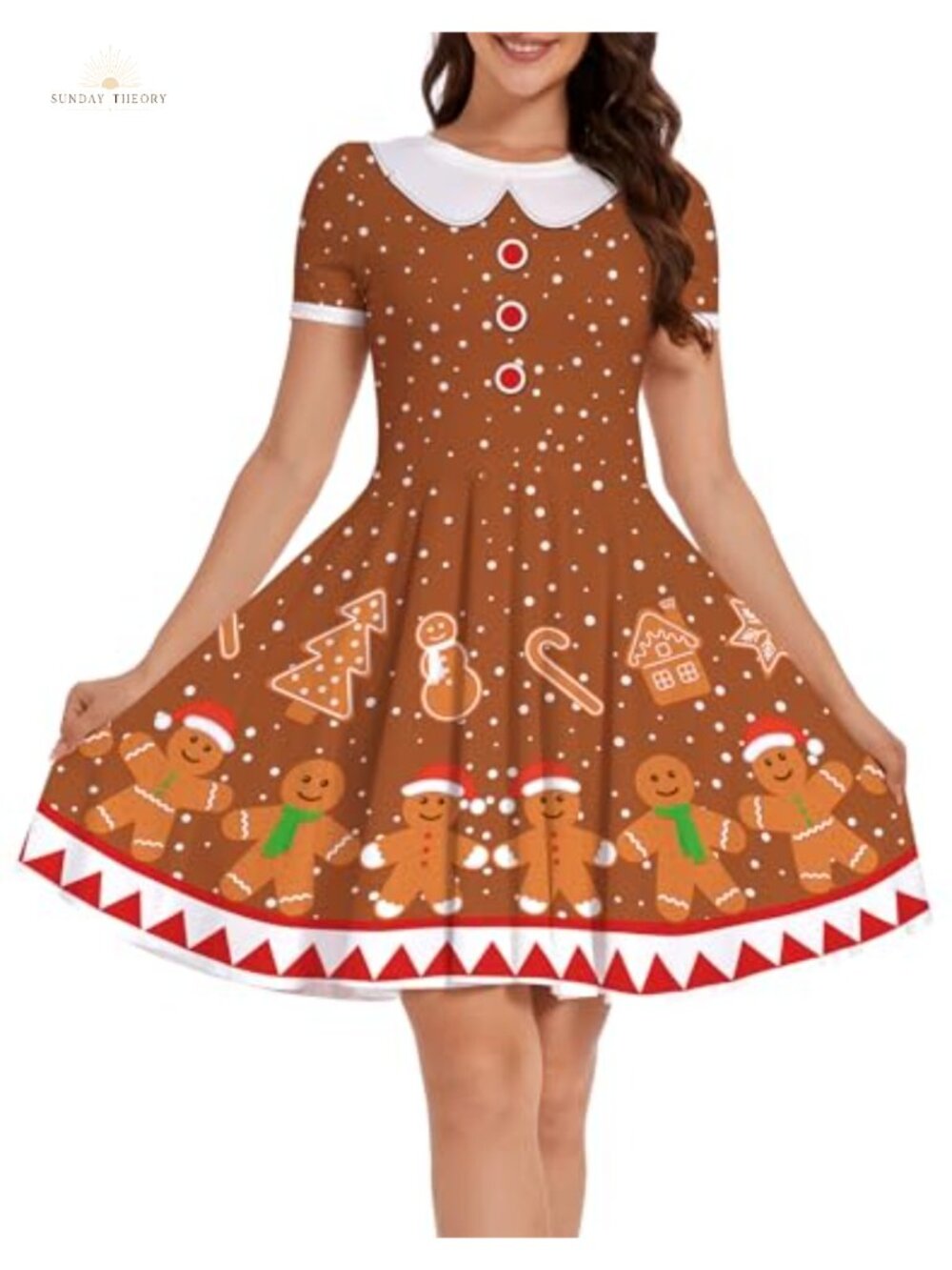 Ainuno Ugly Christmas Dress Knee Length A-line Polyester Spandex Holiday Party